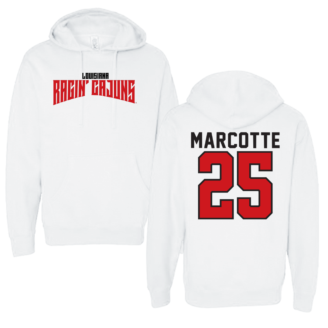 University of Louisiana at Lafayette Baseball White Classic Hoodie - #25 Riley Marcotte