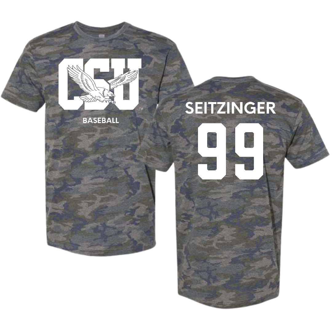 Coppin State University Baseball Vintage Camo Tee - #99 Micah Seitzinger