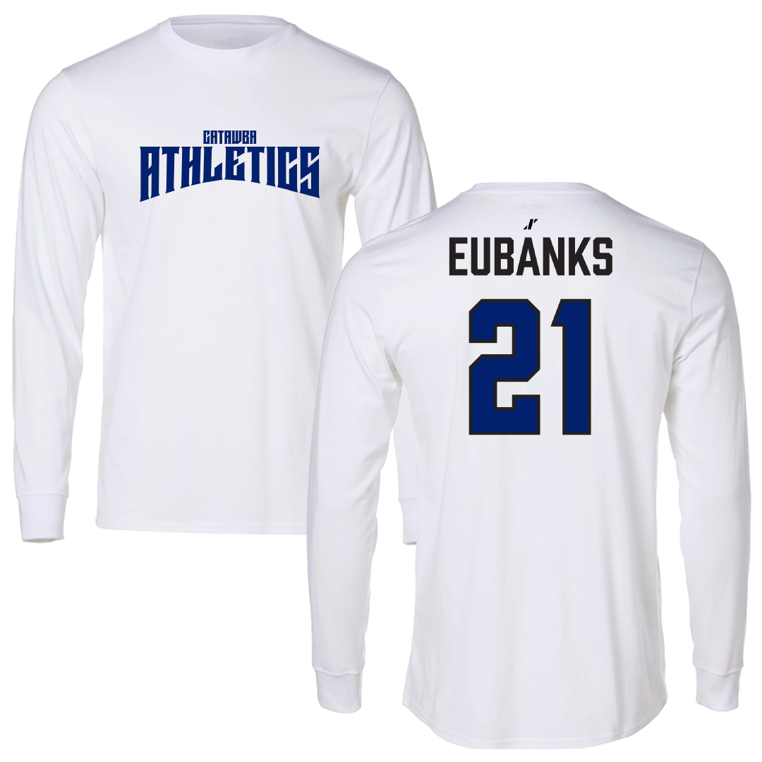 Catawba College Football White Classic Performance Long Sleeve - #21 Marion Eubanks