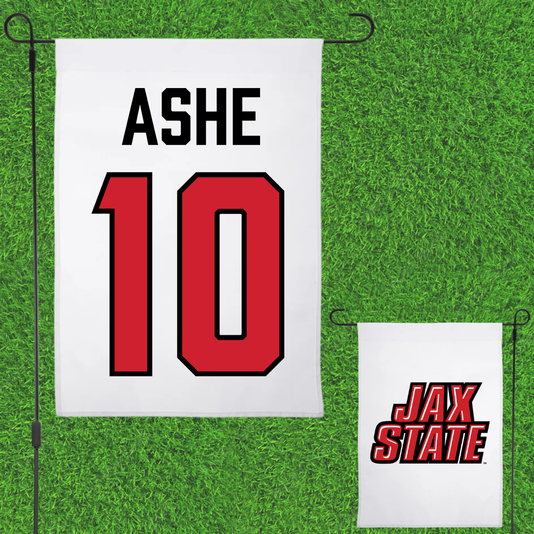 Jacksonville State University Baseball White Garden Flag - #10 Grayson Ashe