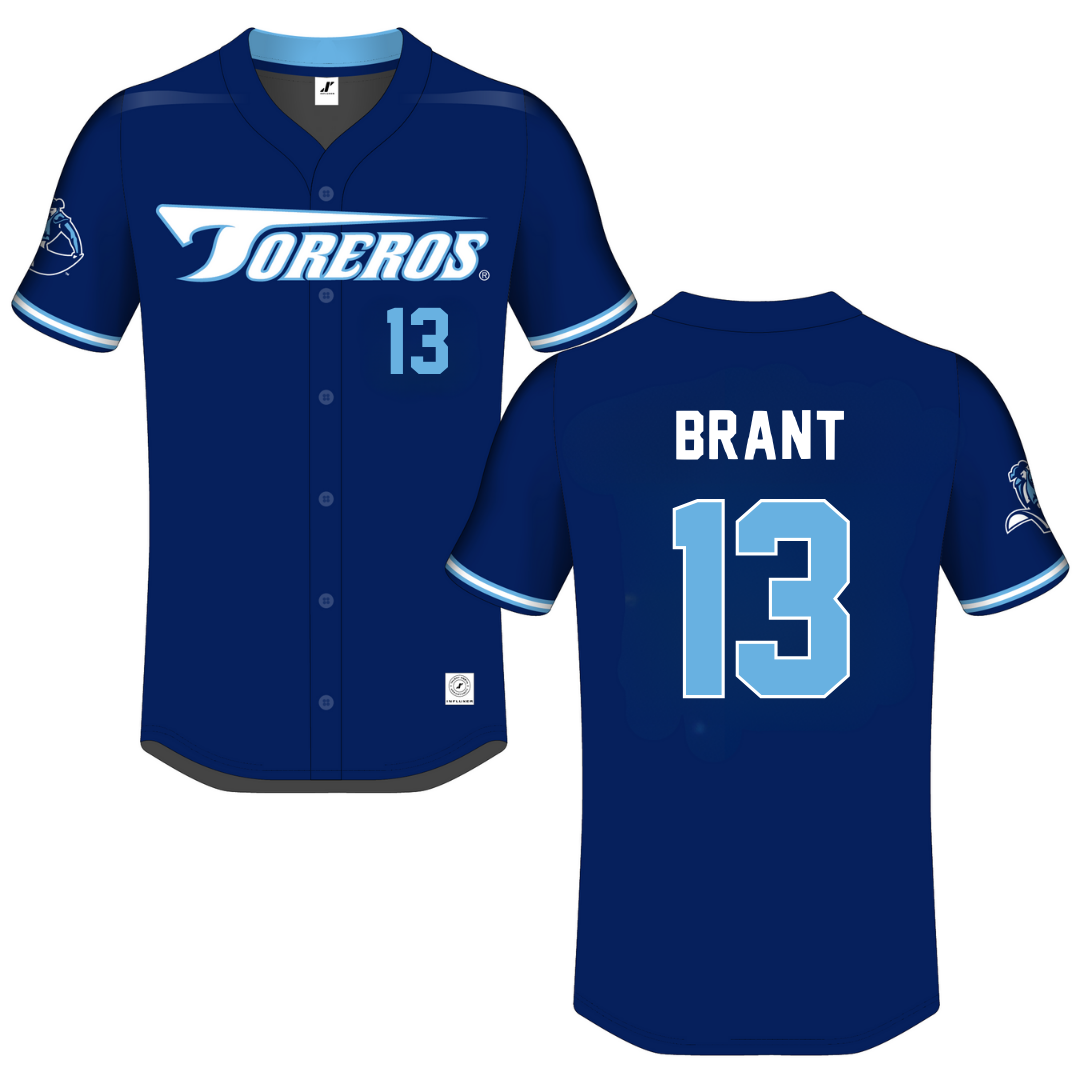 University of San Diego Navy Button-Down Jersey - #13 Phoenix Brant