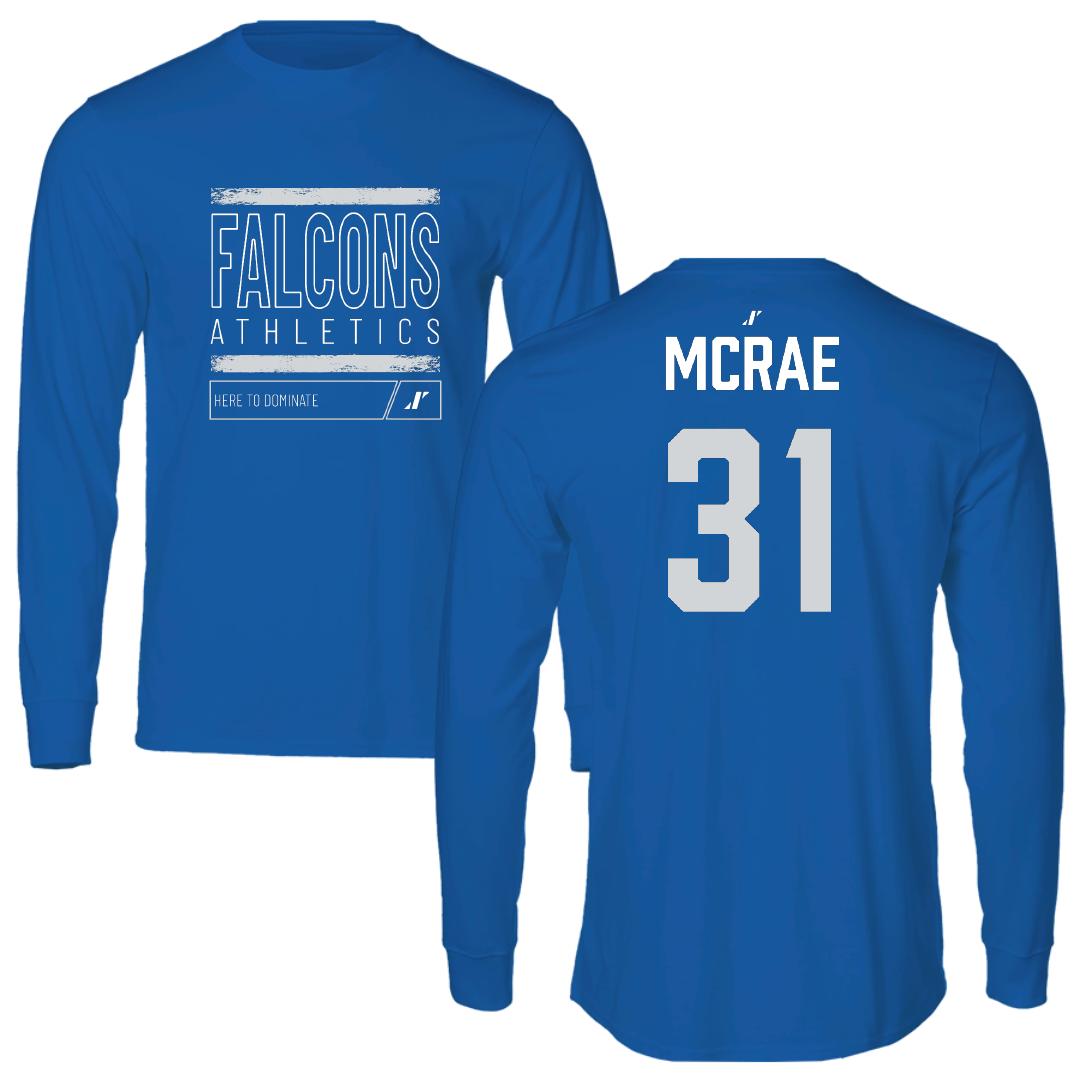 Albertus Magnus College Basketball (M) Blue Dominate Performance Long Sleeve - #31 Cj Mcrae