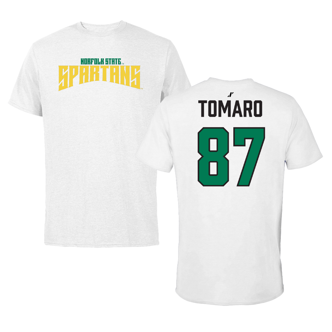 Norfolk State University Football White Classic Tee - #87 Frank Tomaro