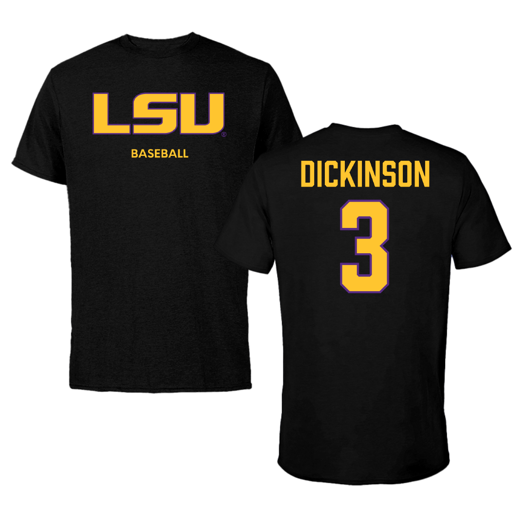 Louisiana State University Baseball Black Performance Tee - #3 Daniel Dickinson