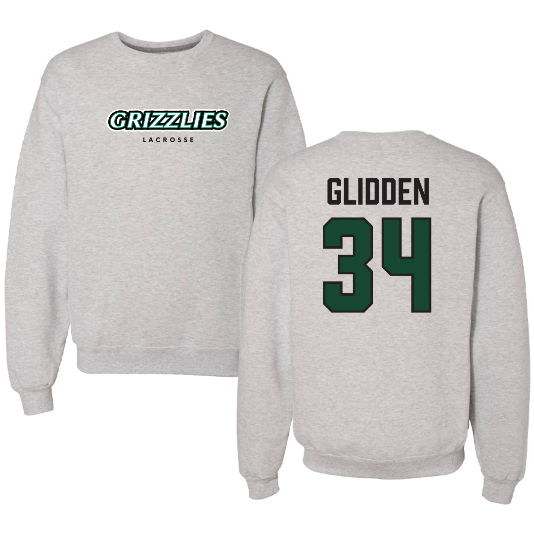 Adams State University Lacrosse (M) Gray Grizzlies Crewneck - #34 Austin Glidden
