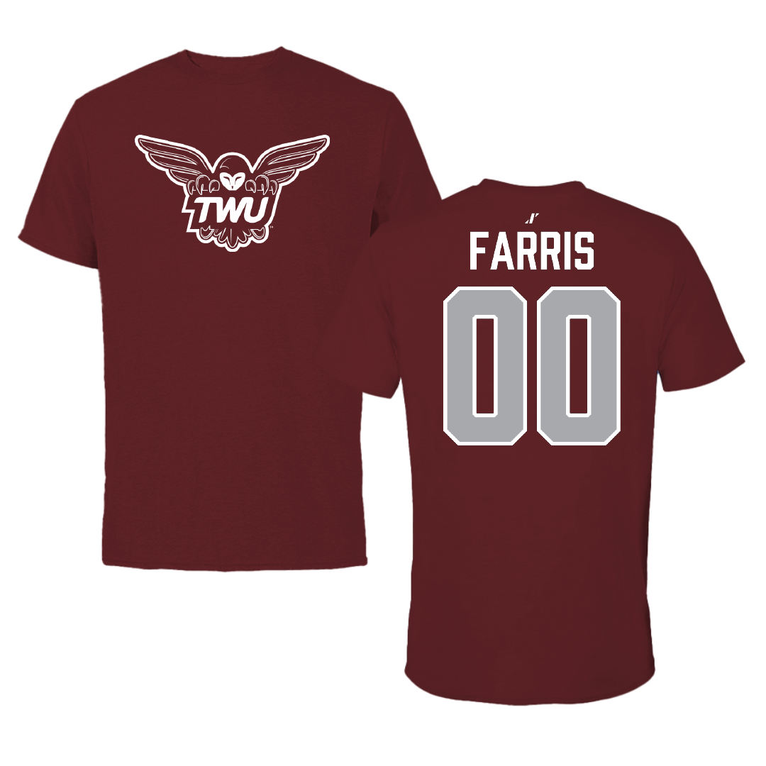Texas Woman's University Soccer Maroon Tee - #00 Amanda Farris
