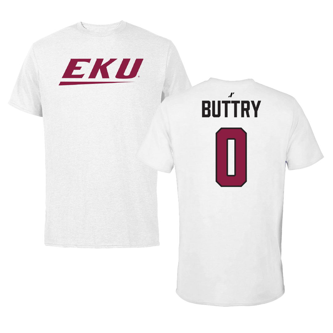 Eastern Kentucky University Basketball White Tee - #0 Turner Buttry