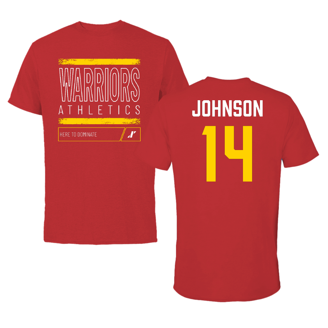 Stanislaus State Basketball (M) Red Dominate Tee - #14 Malachi Johnson