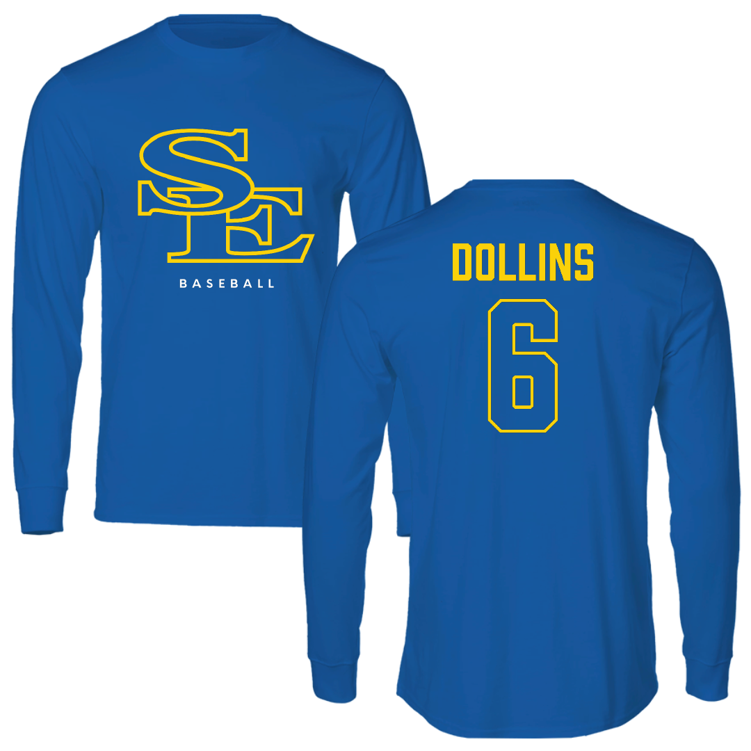 Southeastern Oklahoma State University Baseball Blue Long Sleeve - #6 Gage Dollins