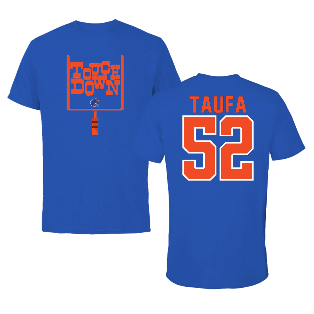 Boise State University Football Blue Touchdown Performance Tee - #52 Stewart Taufa