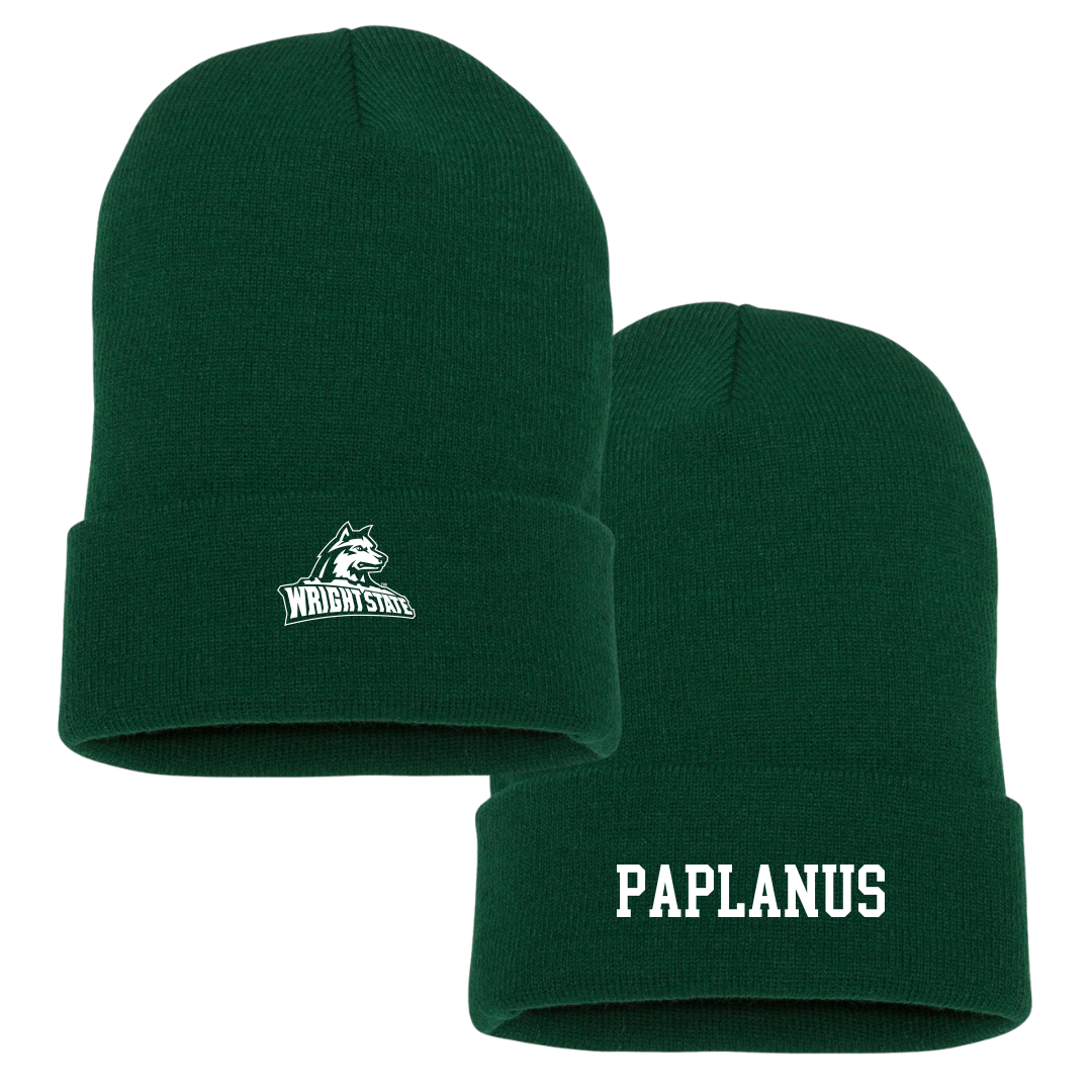 Wright State University Baseball University Green Beanie - #16 Malachi Paplanus