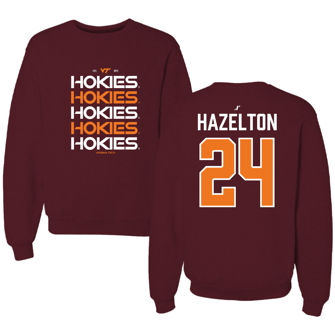 Virginia Tech Volleyball Maroon General Crewneck - #24 Reese Hazelton