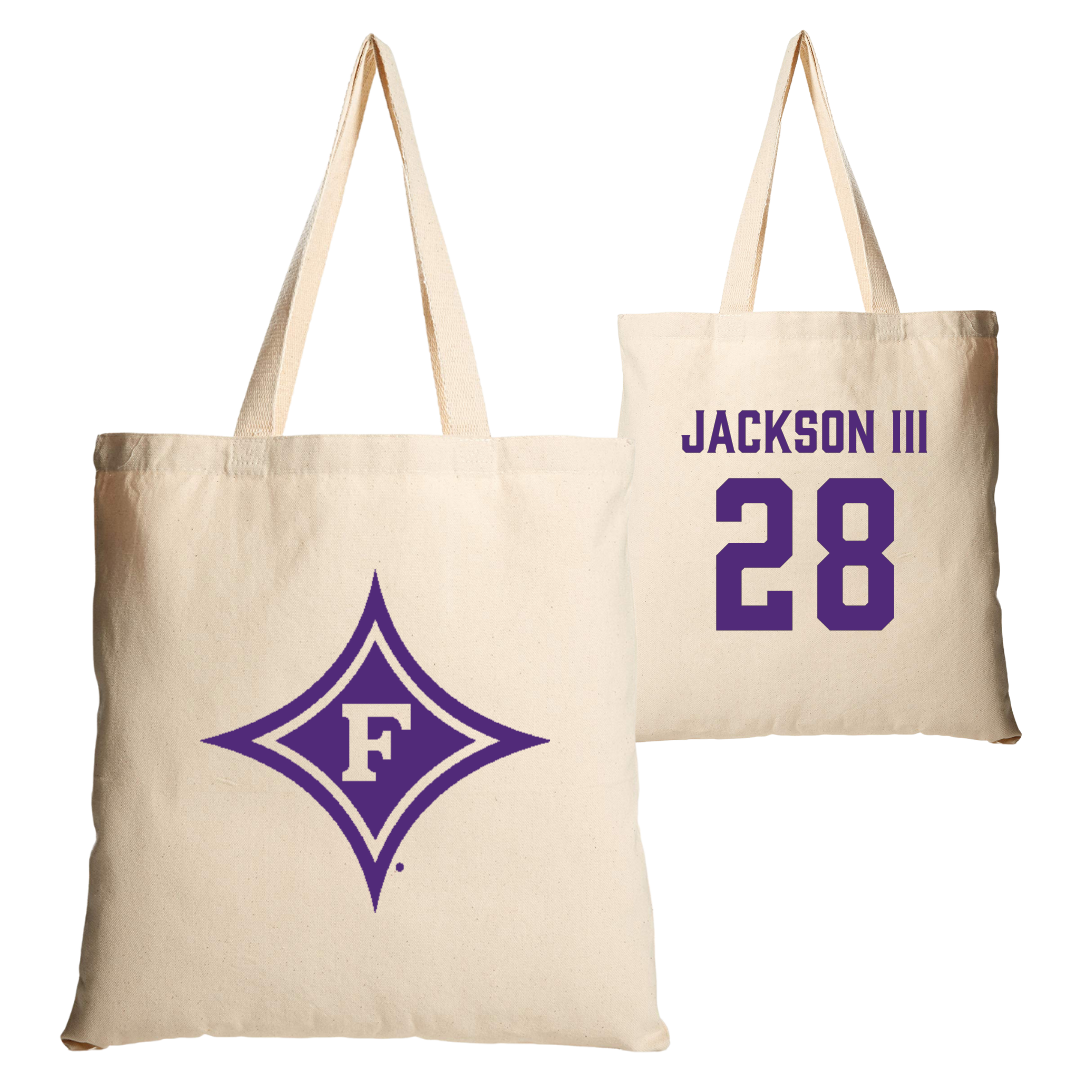 Furman University Football Tan Canvas Tote Bag - #28 Eddie Jackson III
