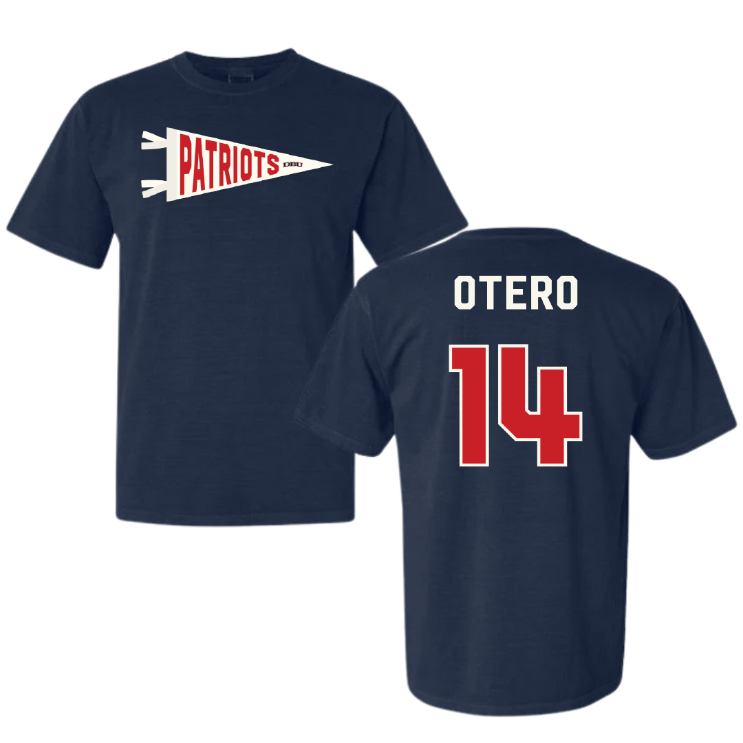 Dallas Baptist University Volleyball Navy Pennant Comfort Colors Tee - #14 Lindsey Otero