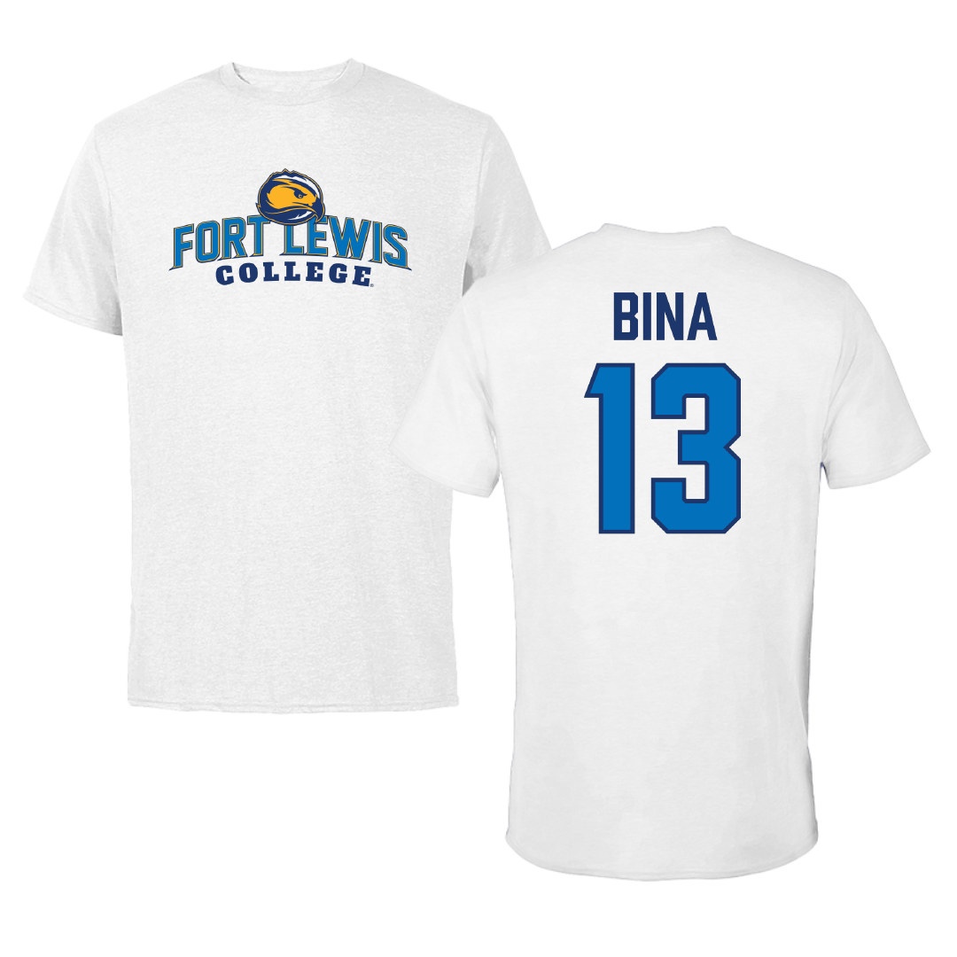 Fort Lewis College Lacrosse White Performance Tee - #13 Madeleine Bina