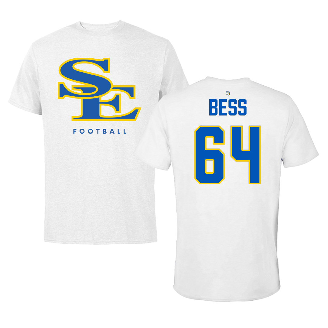 Southeastern Oklahoma State University Football White Tee - #64 James Bess