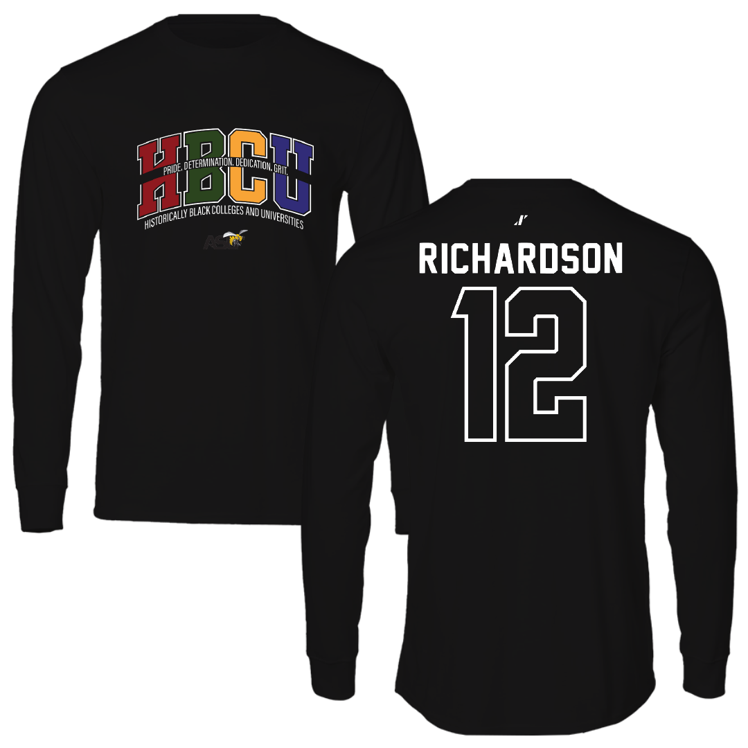 Alabama State University Softball Black HBCU Long Sleeve - #12 Leah Richardson