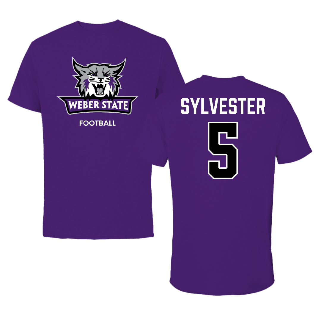 Weber State University Football Purple Performance Tee - #5 Chauncey Sylvester