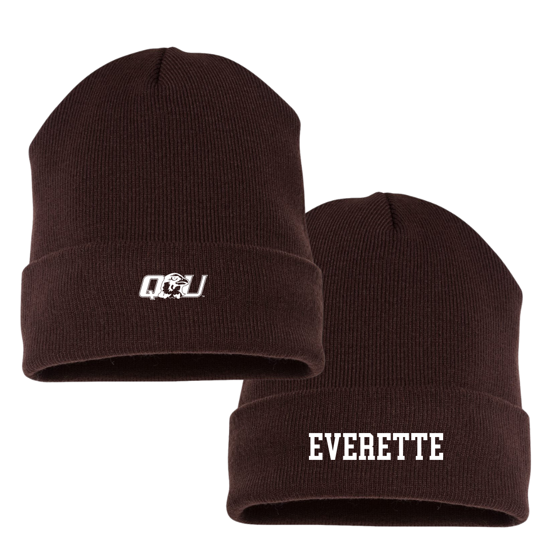Quincy University Football Brown Beanie - Anas Everette