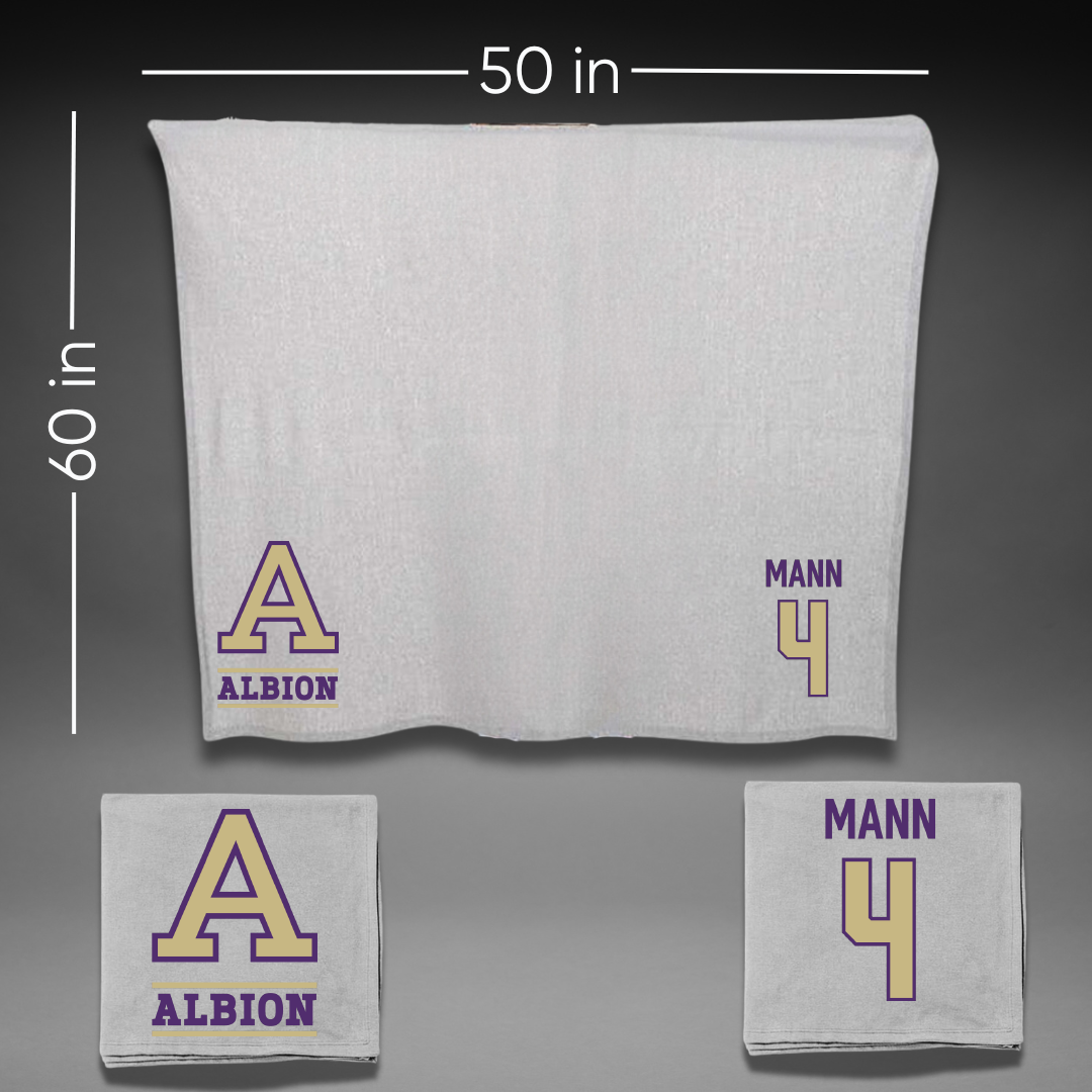 Albion College Volleyball Gray Blanket - #4 Annalynn Mann