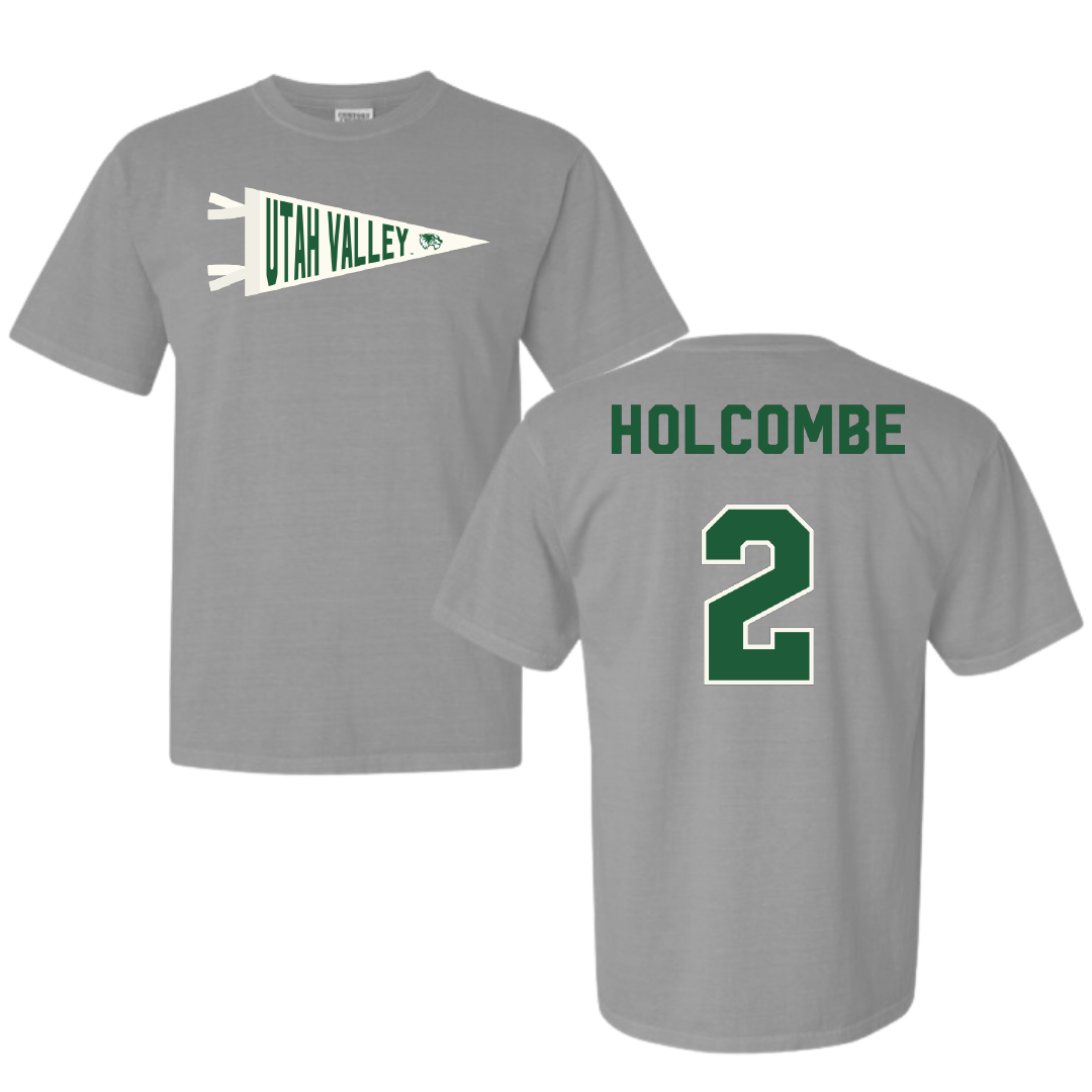 Utah Valley University Basketball Light Gray Pennant Comfort Colors Tee - #2 Jackson Holcombe