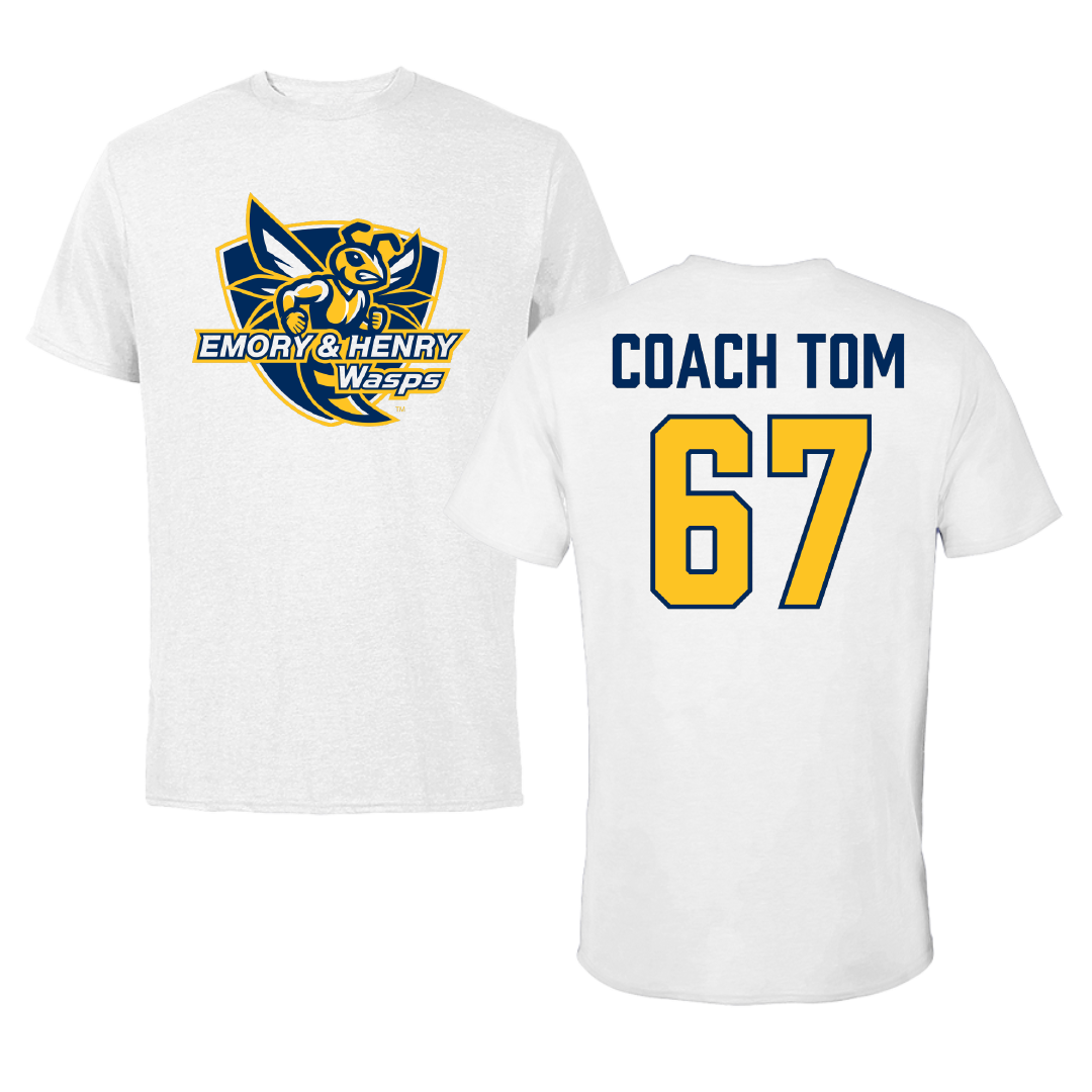 Emory & Henry College Lacrosse White Tee - #67 Aidan Coach Tom