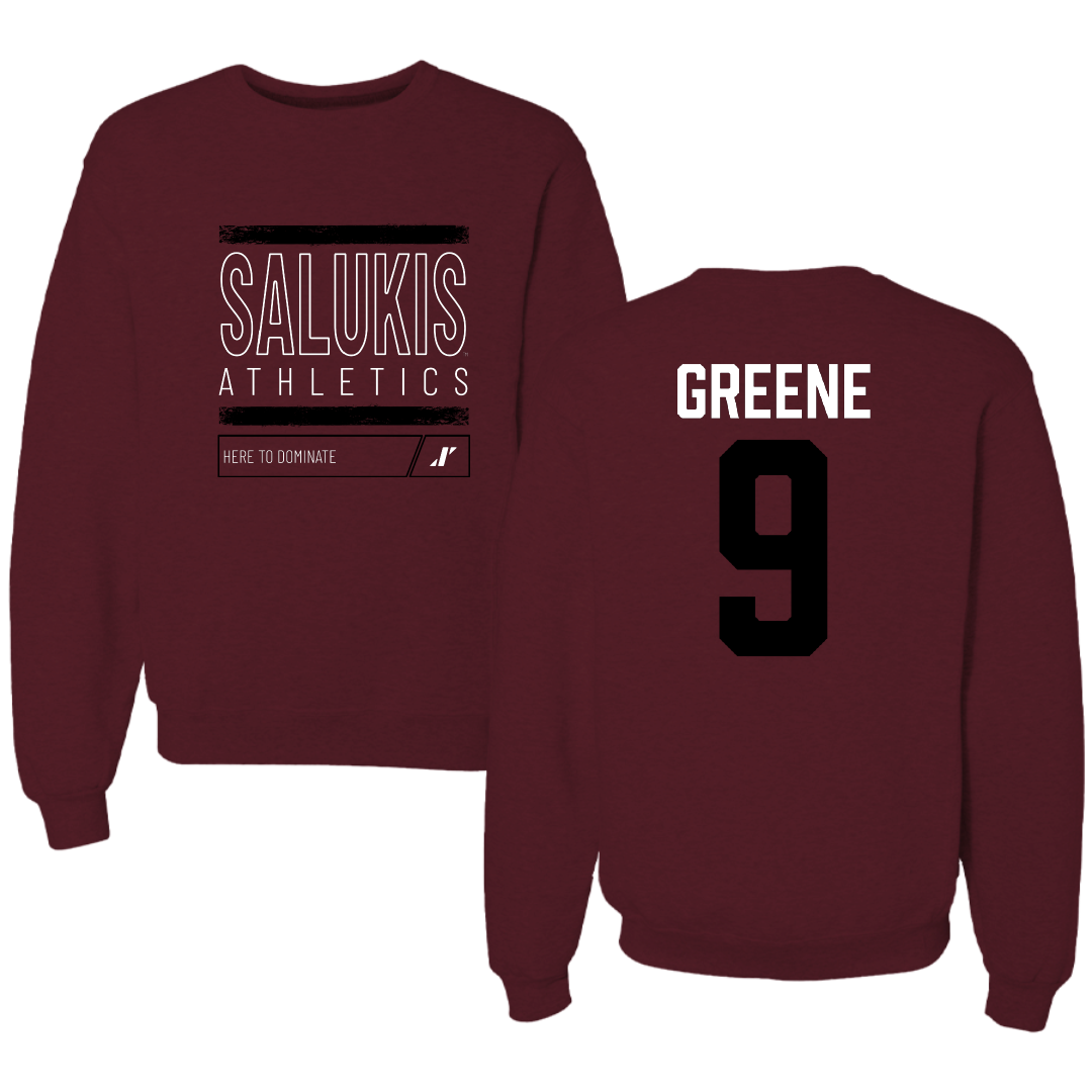 Southern Illinois University at Carbondale Football Maroon Dominate Crewneck - #9 Dewey Greene