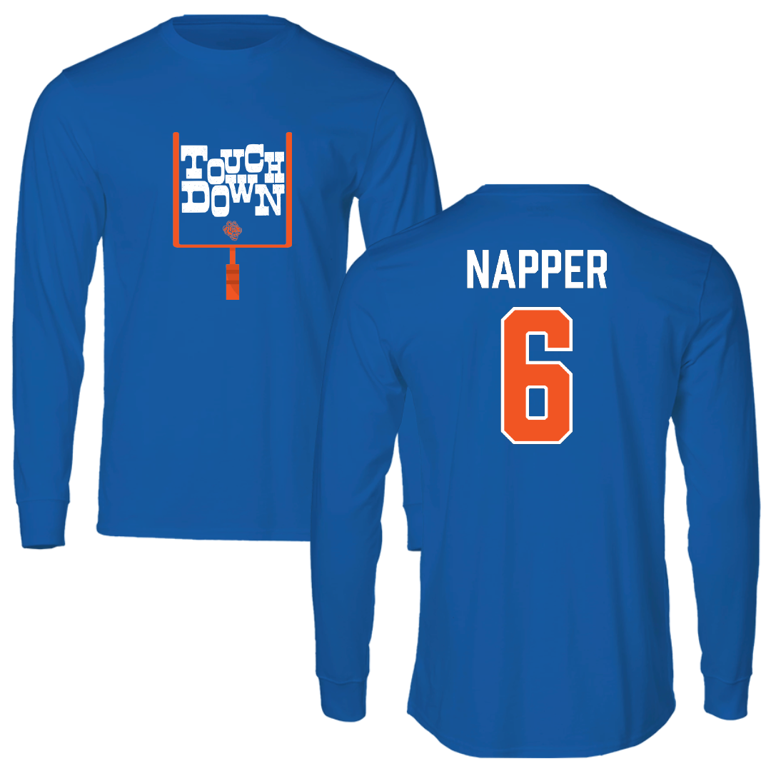 Savannah State University Football Blue Touchdown Performance Long Sleeve - #6 Emari Napper
