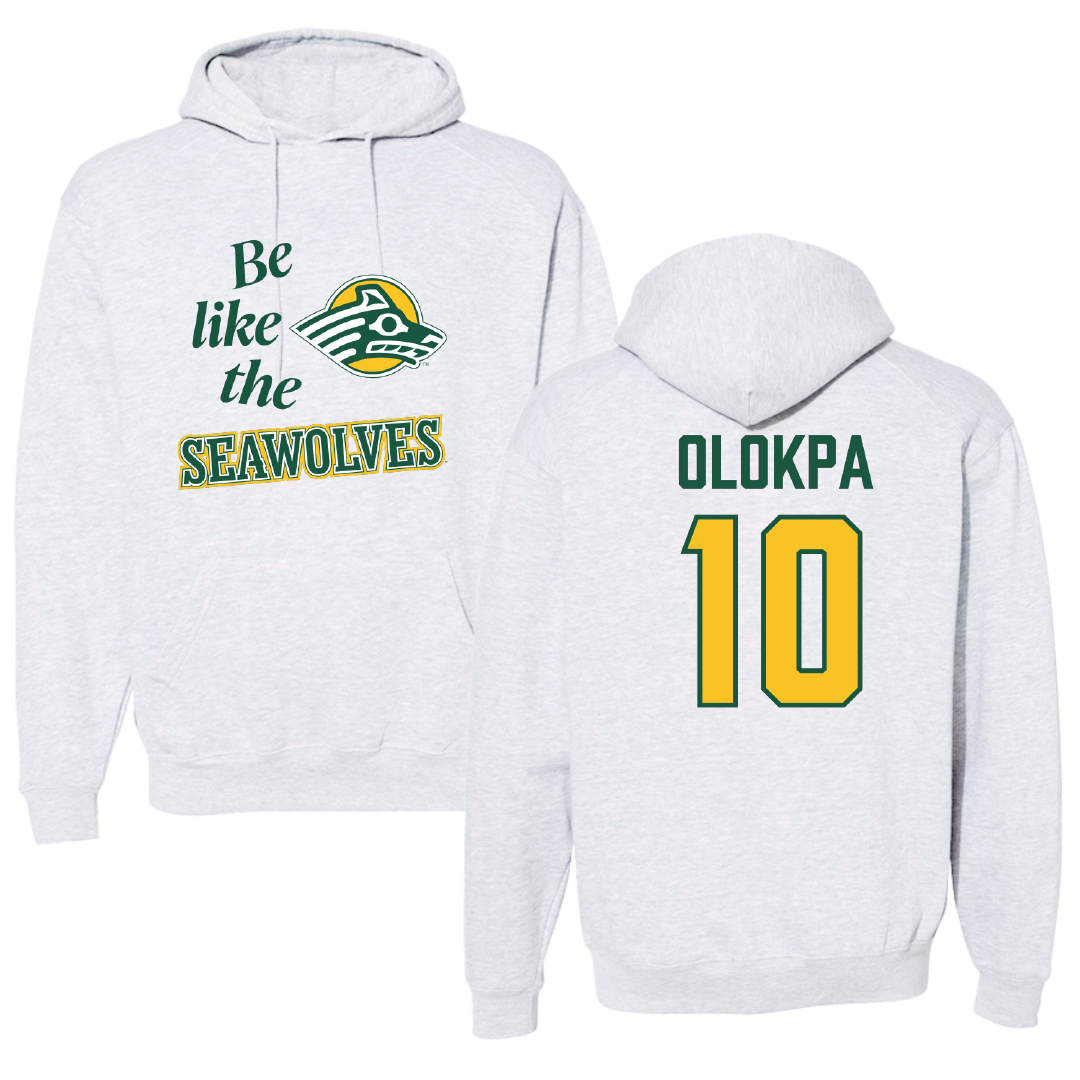 University of Alaska Anchorage TF and XC Light Gray Be Like Us Hoodie - #10 Glory Olokpa