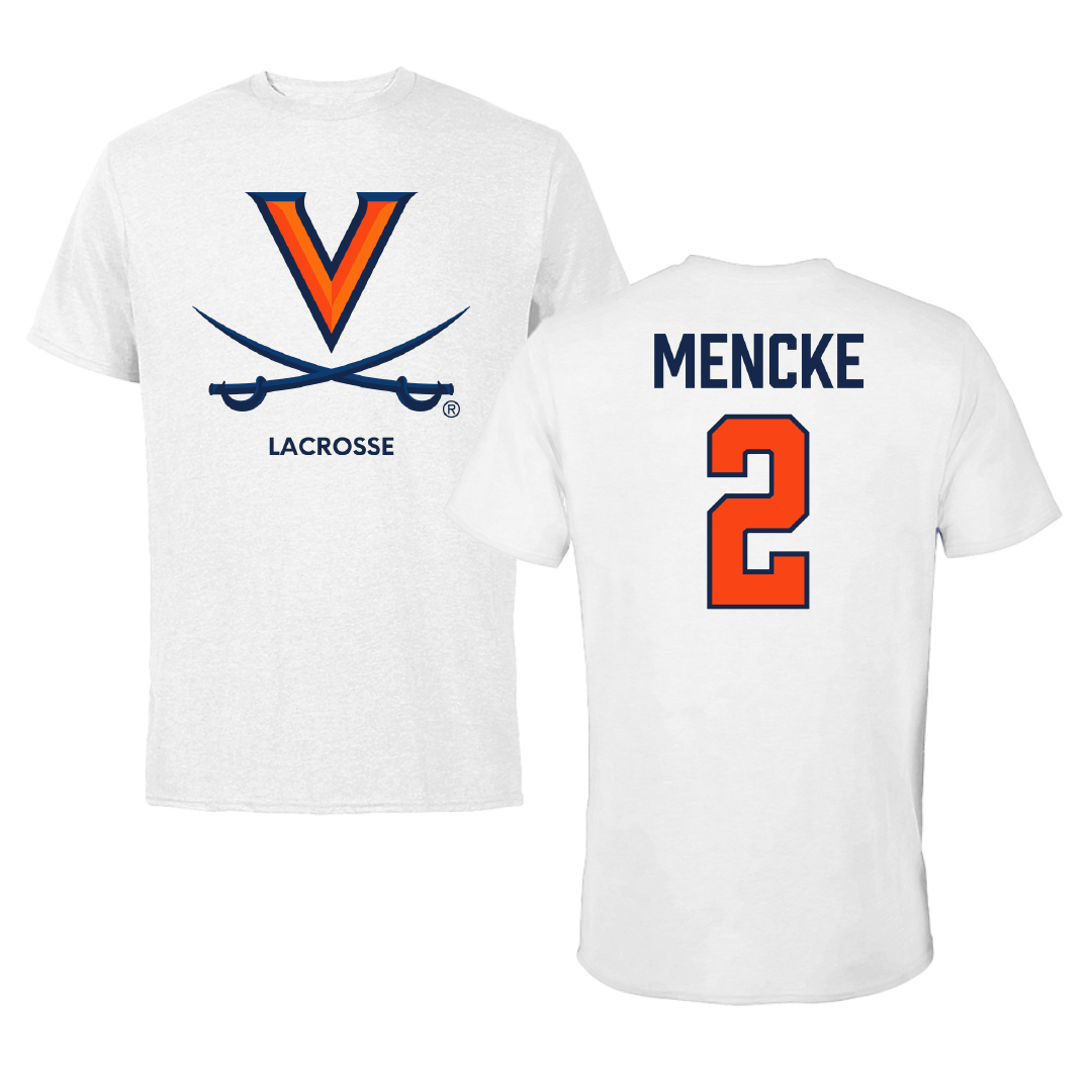 University of Virginia Lacrosse (M) White Tee - #2 Thomas Mencke