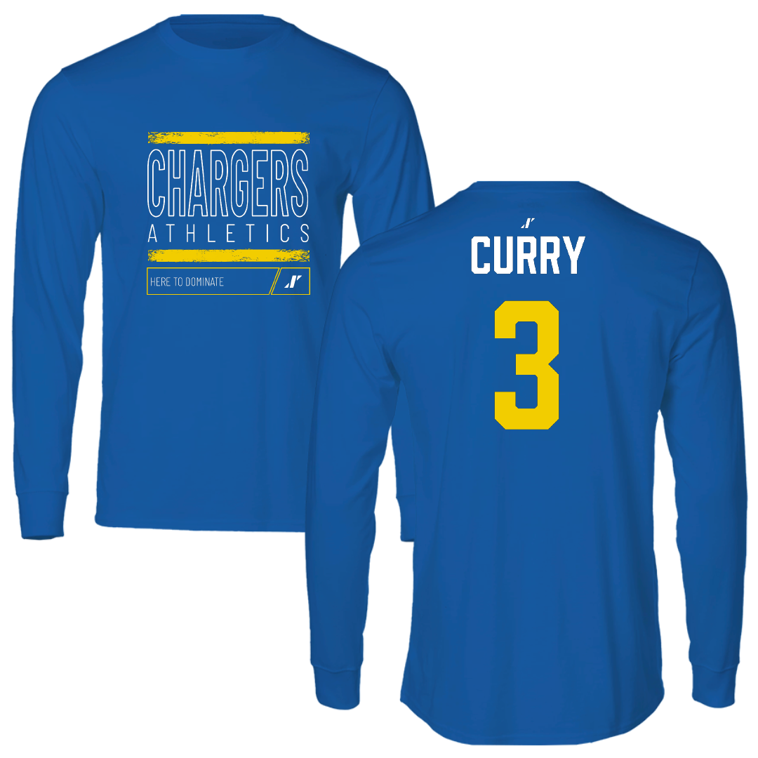 Edison State Community College Basketball Blue Dominate Long Sleeve - #3 Malcolm Curry