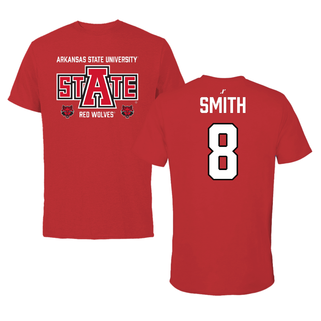 Arkansas State University Soccer Red General Performance Tee - #8 Maggie Smith