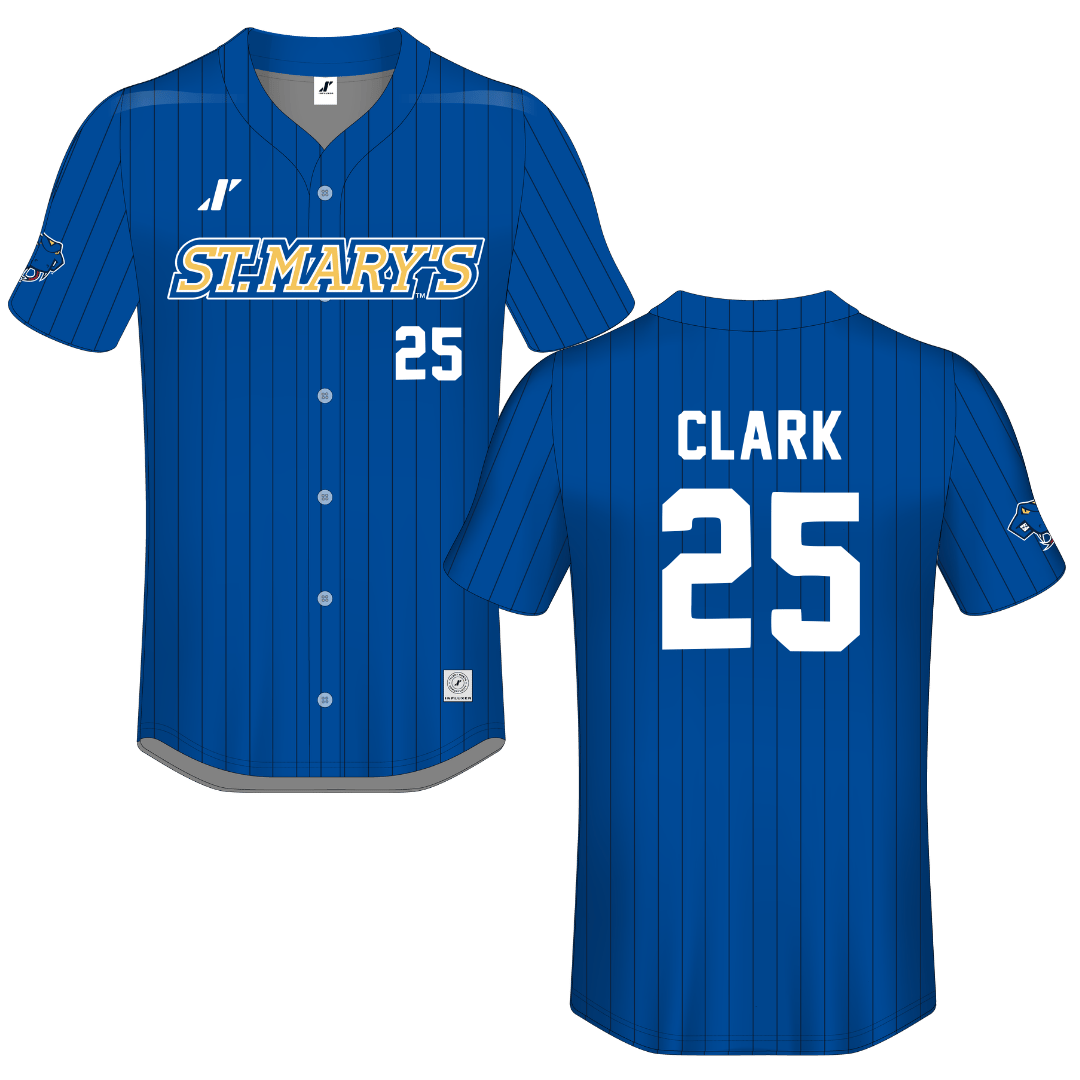 St. Mary's University (Texas) Blue Pinstripe Button-Down Jersey - #25 Reise Clark