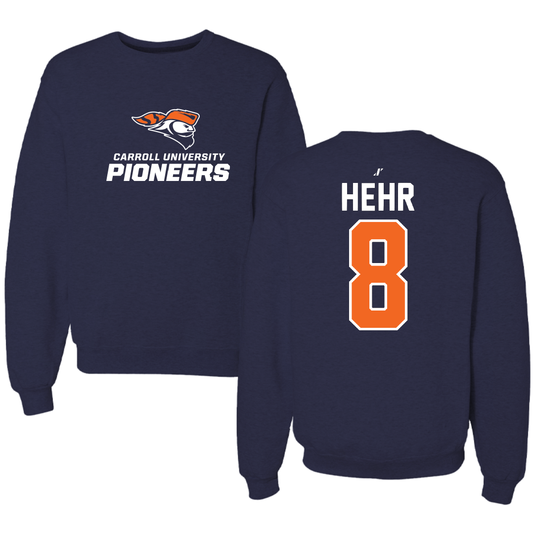 Carroll University Lacrosse Navy Crewneck - #8 Matt Hehr