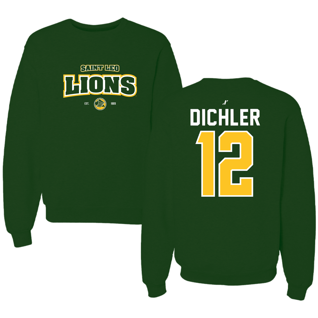 Saint Leo University Baseball Forest Green General Crewneck - #12 Logan Dichler