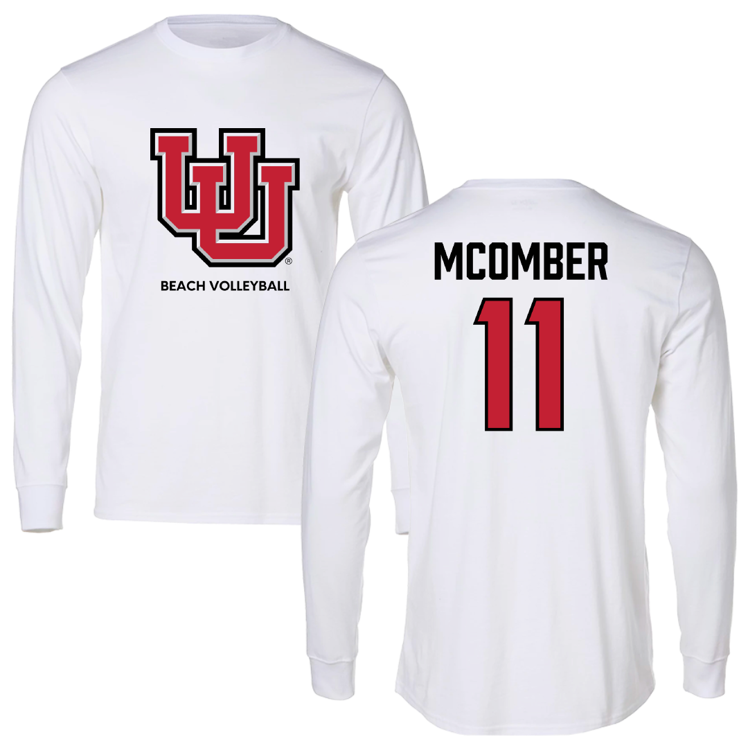 University of Utah Beach Volleyball White Block Performance Long Sleeve - #11 Azure McOmber