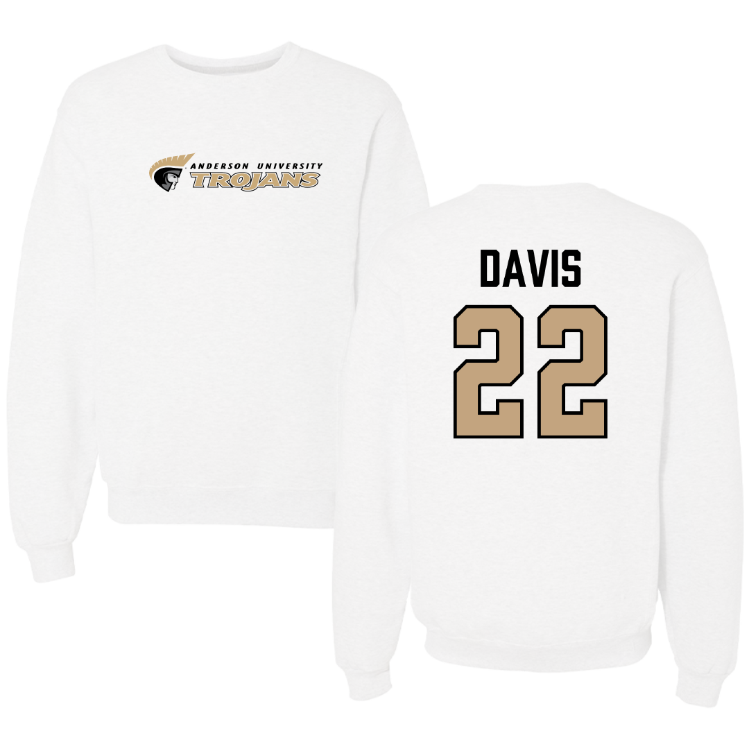 Anderson University (South Carolina) Baseball White Crewneck - #22 Cole Davis