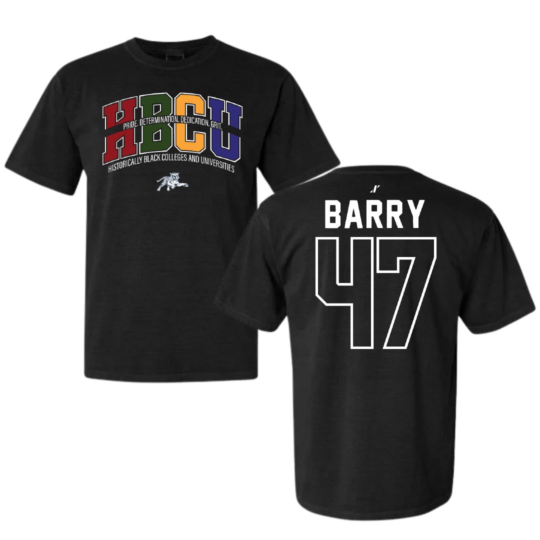 Jackson State University Football Black HBCU Comfort Colors Tee - #47 Jackson Barry
