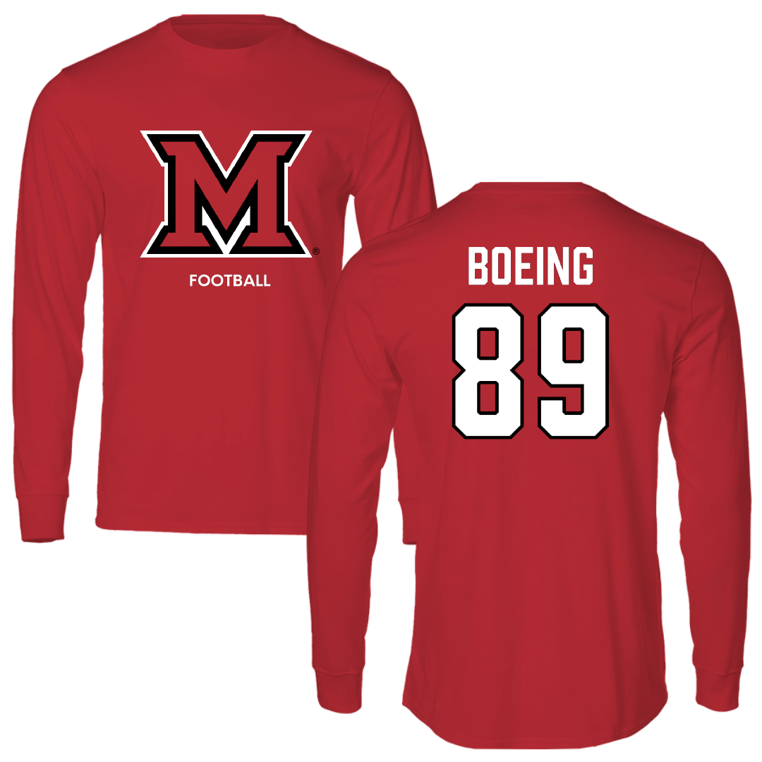 Miami University (Ohio) Football Red Long Sleeve - #89 Brayden Boeing