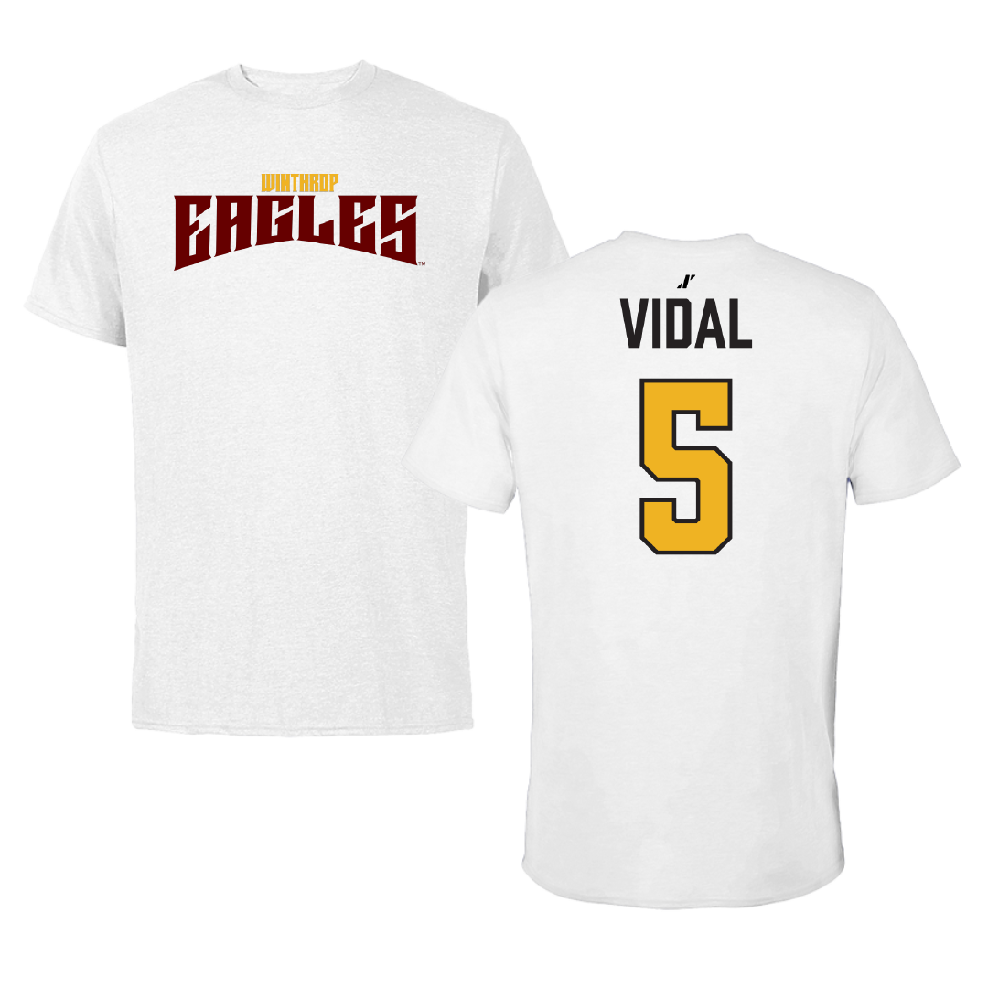 Winthrop University Soccer White Classic Performance Tee - #5 Ayden Vidal