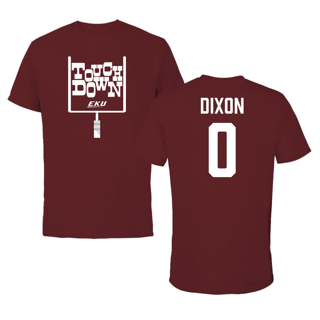 Eastern Kentucky University Football Maroon Touchdown Tee - #0 Jakob Dixon