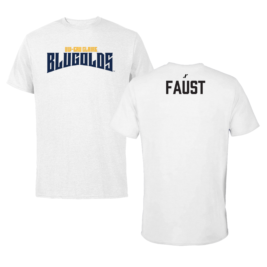 University of Wisconsin-Eau Claire Baseball White Classic Performance Tee - Carson Faust