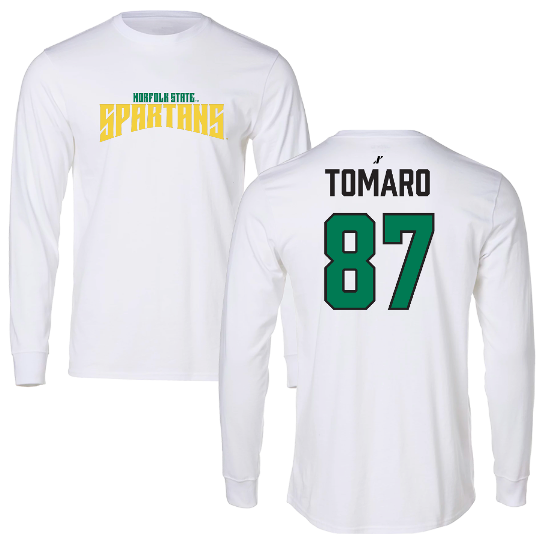 Norfolk State University Football White Classic Performance Long Sleeve - #87 Frank Tomaro