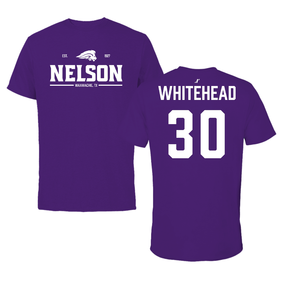 Nelson University Football Purple General Performance Tee - #30 Cade Whitehead