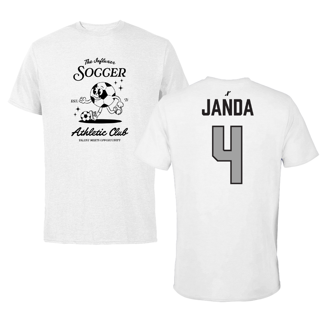Soccer (W) White Influxer Athletic Club Tee - #4 Hannah Janda