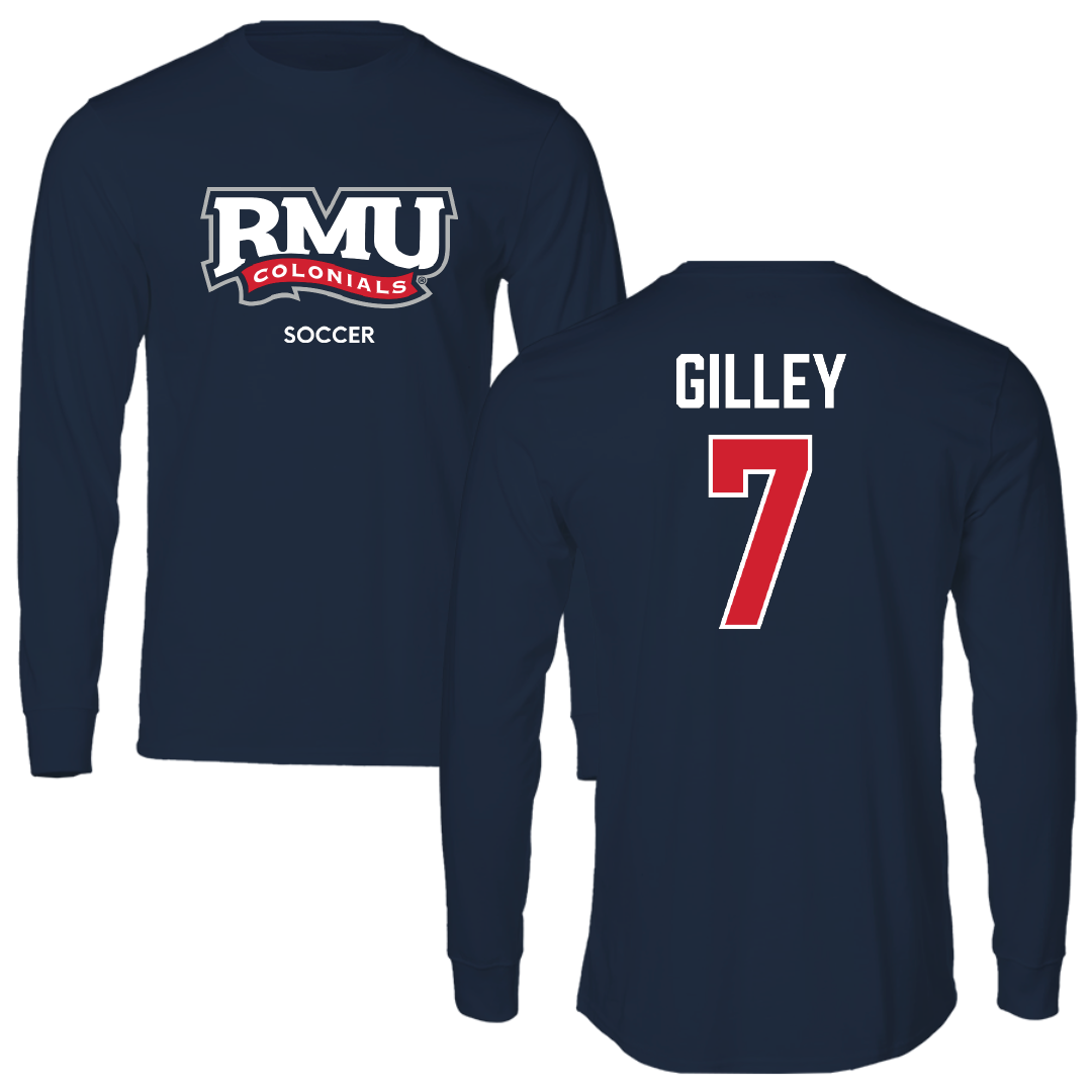 Robert Morris University Soccer (M) Navy RMU Long Sleeve - #7 Chase Gilley