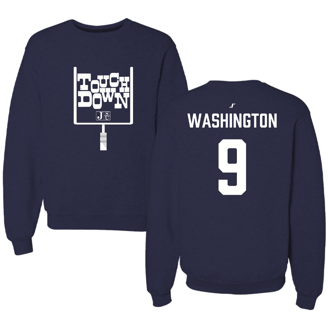 Jackson State University Football Navy Touchdown Crewneck - #9 BJ Washington