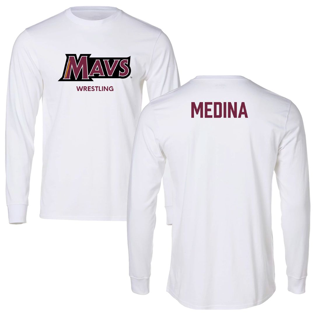 Colorado Mesa University Wrestling (M) White Performance Long Sleeve - Mikey Medina