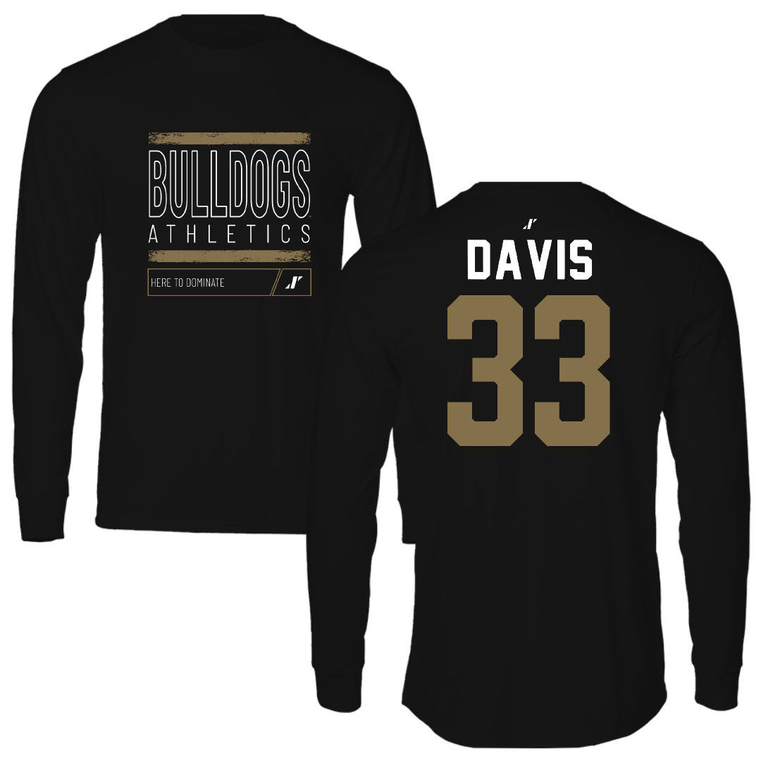 Bryant University Football Black Dominate Performance Long Sleeve - #33 Jake Davis