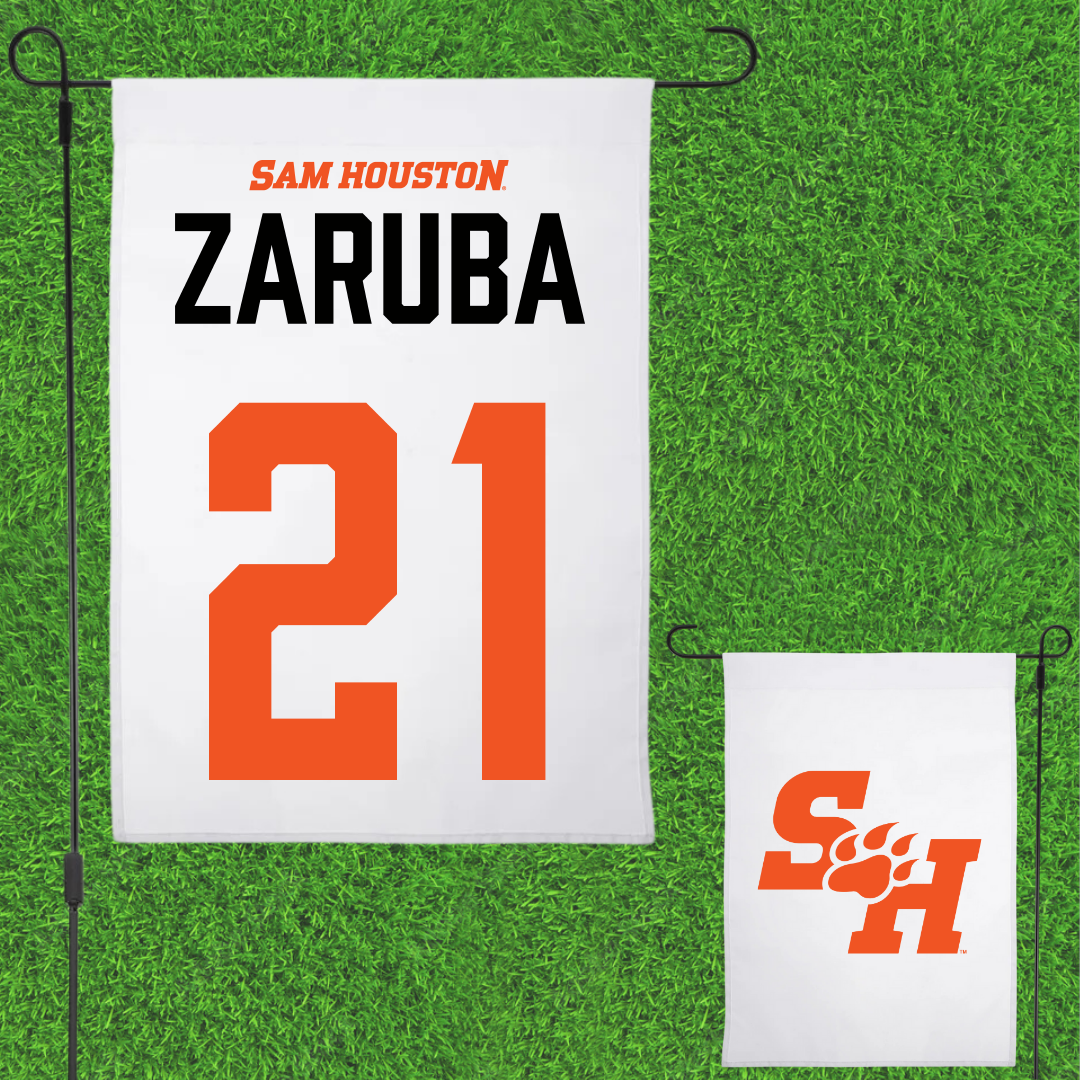 Sam Houston State University Baseball White Garden Flag - #21 Connor Zaruba